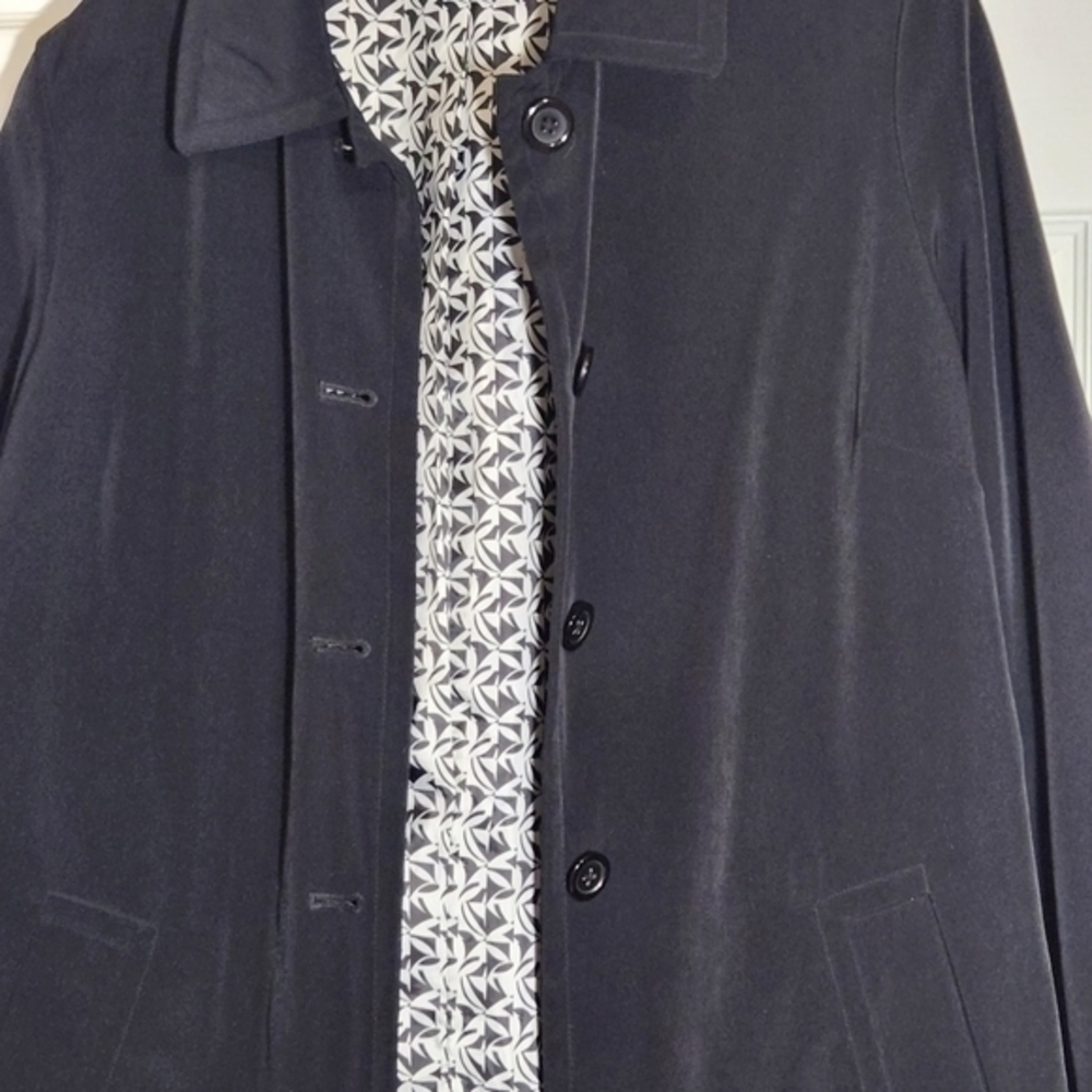 Merona Black Raincoat Size‎ L Blk/Wht Interior - Picture 3 of 5